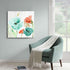 Genius Decor - Teal and Coral Flowers Floral Canvas Wall Art Decor (Teal Coral, 16x16inch)...