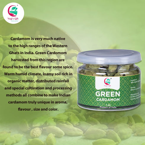 Indian GREEN CARDAMOM Pods Whole | 1 oz | Flavourful Indian Spice | Semillas de Cardamomo | by Yogi's Gift...