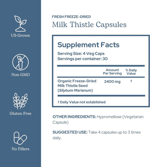 Eclectic Herb - Premium Freeze Dried Milk Thistle Capsules | Dietary Supplement | Liver Support, Detox, Cleanse + Maintain | Natural, Non-GMO, Veg...