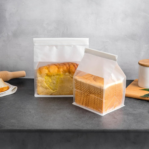 50 Pcs 8.6 Inch Bread Bags with Tin Tie, Large Loaf Bags Made Of White Cotton Paper, Storage Packing Bag with Clear Window for Bakery, Cafe, Homem...