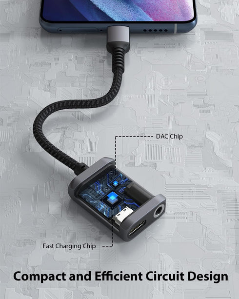 Stouchi USB C to 3.5mm Headphone and Charger Adapter, 2 in 1 USB C to Aux Audio Jack with Safe 30W Fast Charging, Hi-res DAC Compatible with iPhon...