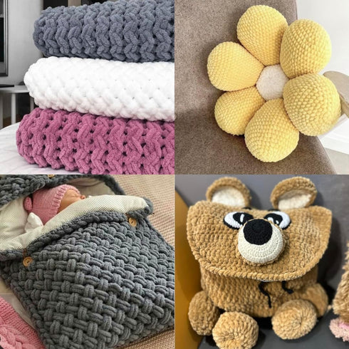 Soft Velvet Yarn Chenille Yarn for Crocheting Super Bulky 100g (74.3 yds) Baby Blanket Yarn for Knitting Amigurumi Yarn Fancy Yarn for Crochet Wea...