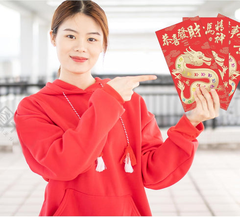 36Pcs Chinese New Year Red Envelopes 2024, Chinese Lunar New Year Dragon Year Lucky Money Envelope Gold Foil, Chinese Hong Bao with 6 Different Go...