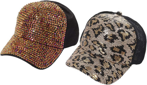 ZOLEAROPY Bling Baseball Cap for Men Women Leopard Baseball Cap Ponytail Unisex Sports Hat...