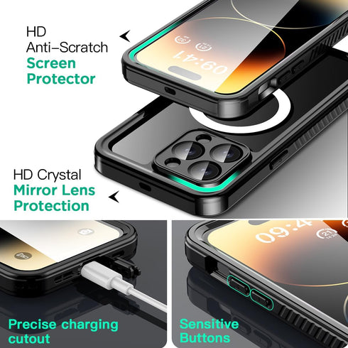 AICase iPhone 14 Pro Max Case Waterproof with MagSafe Clear Snowproof,Dustproof and Shockproof,IP68 Certified Full Body 360 Protection Fully Seale...