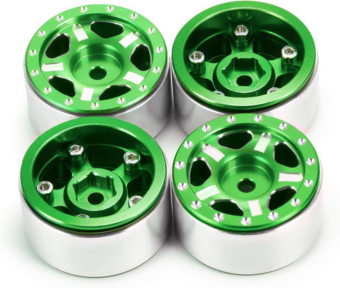 RC-Hub 4Pcs Aluminum Alloy 1.0" Micro Beadlock Wheels for 1/24 Axial SCX24 90081 AXI00001 AXI00002 RC Crawler Car (Green)...