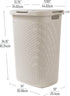 Mind Reader Slim Laundry Hamper with Lid, 60L Clothes Basket, Wicker Design, Plastic, 17.65"L x 13.75"W x 24.15"H, Ivory...