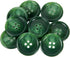 Mibo 10pcs Round Urea Resin Suiting Buttons with Rounded Rim - 40L (25mm) - 4 Hole - Green Mix...
