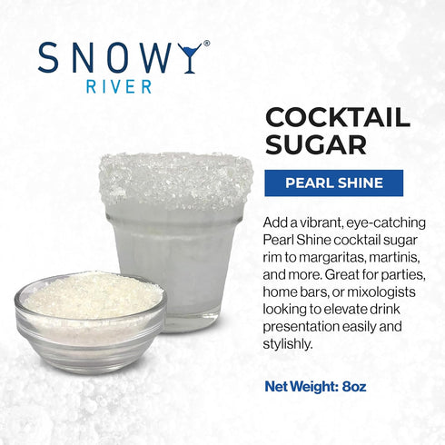 Snowy River Pearl, Cocktail & Margarita Sugar Rimmer - Vibrant Color Glass Rimming Sugar with Medium Crystal Texture - 8oz...