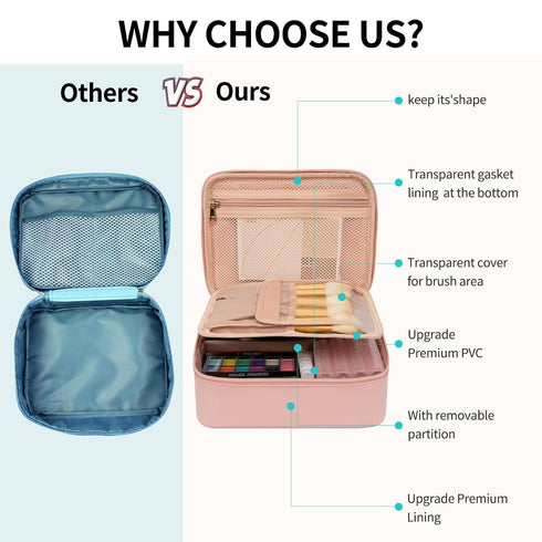 OCHEAL Makeup Bag, Potable Make up Bag Cute Makeup Organizer Bag for Toiletry Cosmetics Accessories with Divider and Brushes Compartments, Makeup ...