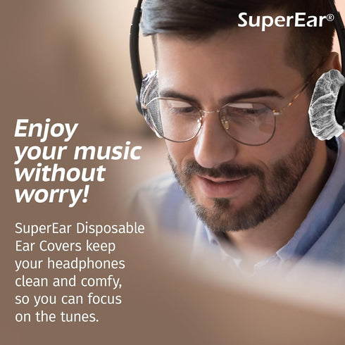 Sonic Technology Disposable Sanitary Ear Covers for Headphones and Headsets: 50 Pair (2.5") Woven Paper Head Phone Ear Caps - Hygienic Headset & H...