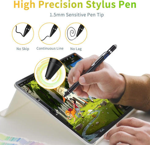 Stylus Pen for Lenovo Tab P11/P12 - Evach High-Precision Fine Tip Pencil with Magnetic Fabric Cap 2 in 1 Sensitive, Ideal for Writing and Drawing,...
