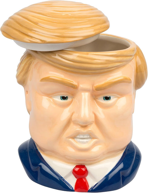 SCS Direct Donald Ceramic Large 3D Figural 16oz Coffee Mug w Toupee Lid- Make Coffee Cups Great Again- Not Endorsed by Kamala Harris- Collectible ...
