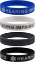 HEARING IMPAIRED Medical Alert ID Silicone Bracelet Wristbands 4 Pack...
