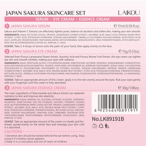 Skin Care Set JAPAN SAKURA Women Beauty Gift Sets Skin Care Kit with Serum, Eye Cream, Face Cream Travel Kit for Women Wife Mom Teen Girls TSA-fri...