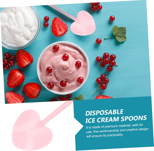 KALLORY 100pcs Mousse Spoon Cake Spoon Heart Shaped Coffee Spoons Taster Spoon Mini Spoons for Jars Small Shovel Spoons Heart Shaped Spoon Espress...