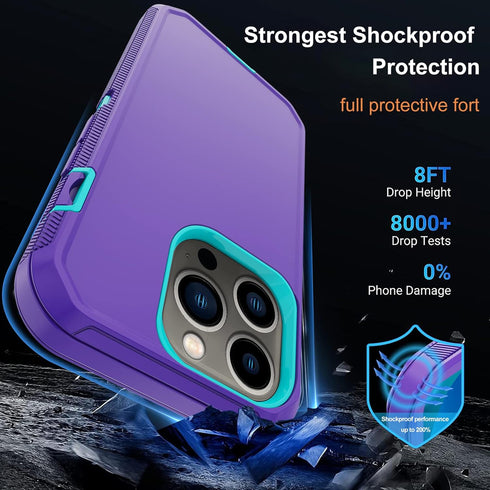 Annymall for iPhone 14 Pro Case with 2 Screen Protector, Heavy Duty Drop Protection Shockproof Full Body 3-Layer Military Rugged Durable Protectiv...