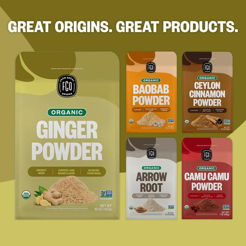 FGO Organic Ginger Powder, Imported from India, 8oz, Packaging May Vary (Pack of 1)...