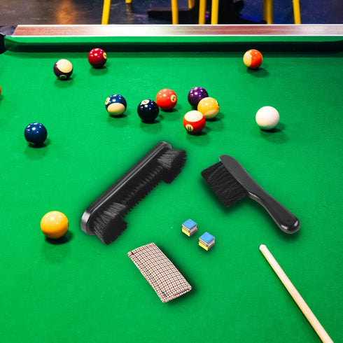 Billiards Brush Pool Table and Rail Brush Cleaning Tools Set with Cloth Cue Shaft Slicker & Small Cue Chalk Cube...
