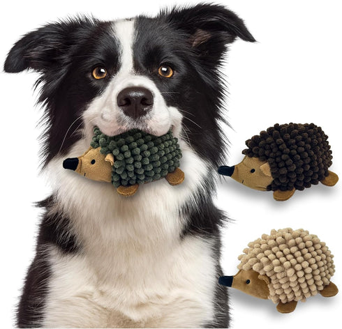 Plush Hedgehog Dog Toys 3 PCS - Squeaky Stuffless Hedgehog for Small and Medium Dogs - Keep Your Puppy Busy with Multi-Colored Interactive Pet Toy...