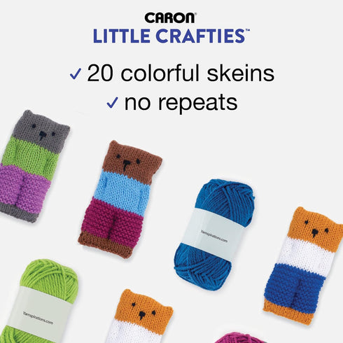 Caron Little Crafties Acrylic Mini Yarn Multipack 20 Count (Pack of 1) – Knitting, Crocheting & Art Projects – Machine Washable & Dryable – Durabl...