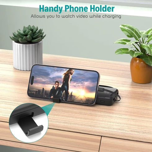 Portable Charger with Built in Cables,10000mAh Slim USB C Power Bank,5 Output 3 Input LED Display High Speed External Battery Pack Travel Phone Ch...