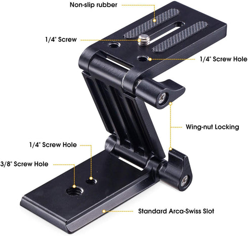 Universal Flex Tilt Head Z Mount Bracket with Arca-Swiss and Tripod Quick Release Plate for Camera Slider Rail Cage Rig Gimbal Stabilizer Compatib...