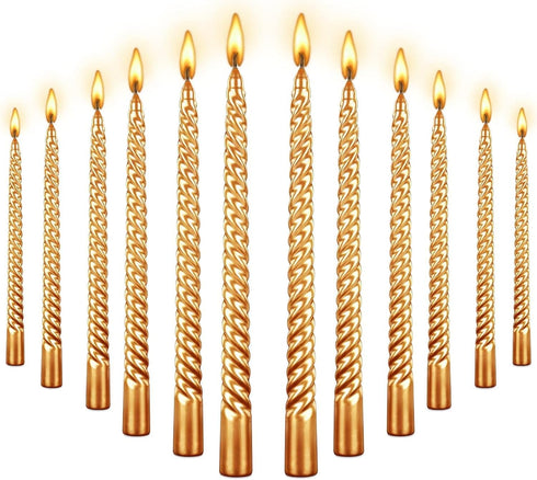 10 Inch Taper Candle, Set of 12,Tapered Candles Burn for 7 Hours, Long Sticks,Tall Candlesticks, Dinner Party, Wedding, Halloween (25cm, Gold)...