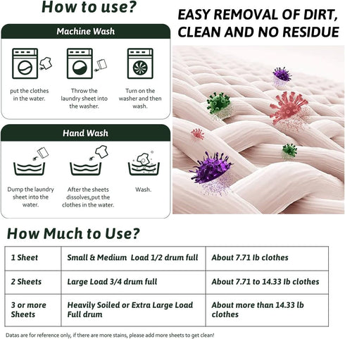Travel Laundry Sheets Detergent Eco Friendly - Clear Plastic-Free - Biodegradable Hypoallergenic Liquid Less Washing Sheets for Home Dorm Travel C...