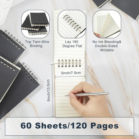 Small Spiral Notepads Bulk Pocket Notebooks, 3" x 5", Memo Pads Lined College Ruled Journal Mini Notepads Sketchbook 120 Pages for School Office E...