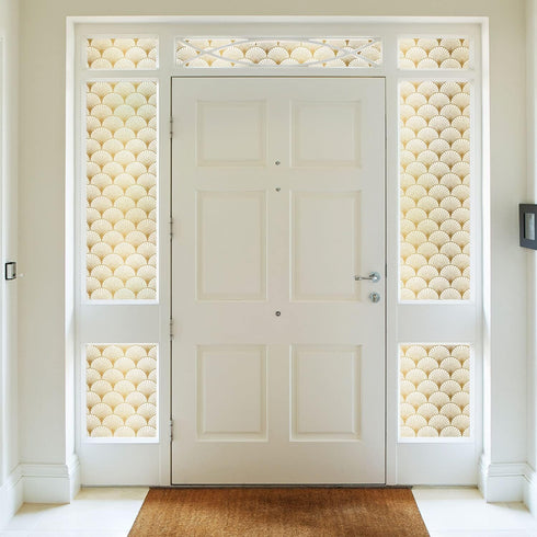 DKTIE Window Privacy Film Frosted Glass Static Clings Non Adhesive with Installation Tools, Modern Home Improvement Style (Gold, 17.7'' x 118.1'')...