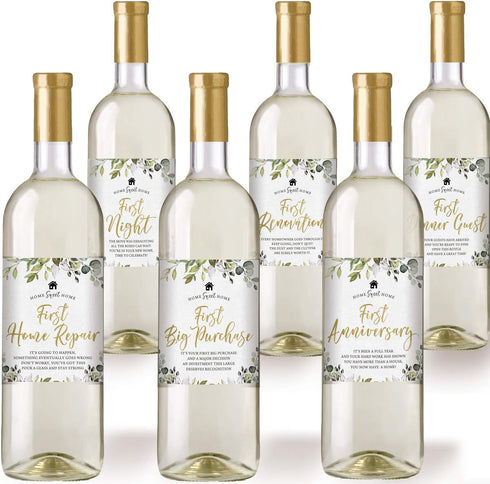 Printed Party New Home Milestones, Housewarming Gift Idea, 6 Wine Bottle Labels...