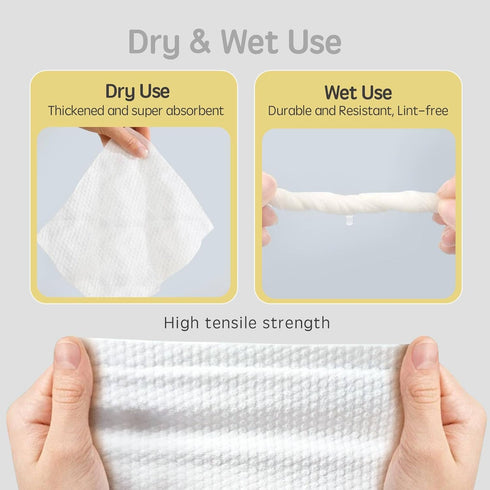 Disposable Face Towel | Ultra-Soft Face Towelettes Disposable | Multi-Purpose Thick Daily Clean Towels for Washing, Drying, Skincare and Makeup Re...