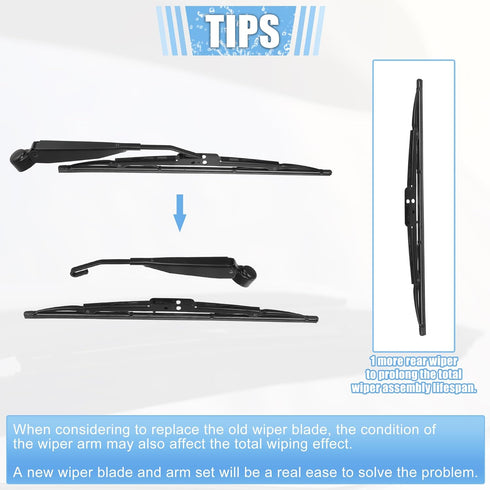 ACROPIX Rear Windshield Wiper Blade Arm Set Back Wiper Assembly Replacement Fit for Chrysler Town & Country 2008-2010 for Dodge Caravan 2008-2010 ...