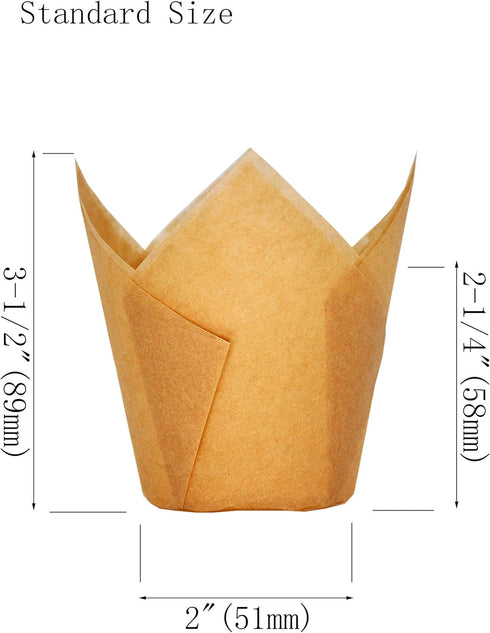 Muffin Greaseproof paper Baking cupcake cups, 2" x 3 1/2" Natural Tulip Baking Cup Case of 125 pcs (125, Standard)...
