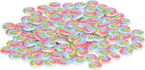100pcs Wood Craft Buttons, 15mm Wooden Buttons 2 Holes Rainbow Cyclone Design Buttons for Sewing Colorful Buttons for Sewing Crafting DIY Craft...