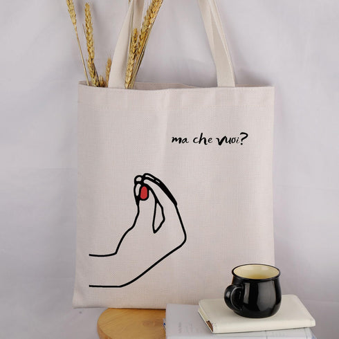 MAOFAED Italian Hand Gesture Ma Che Vuoi What Do You Want Tote Bag Funny Italian Gift Shoulder Bag Handbag...