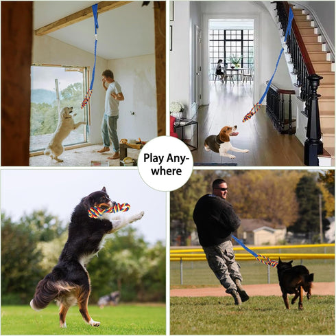 Dog Bungee Tug Toy Hanging Dog Rope Toy Indoor Outdoor Pull Interactive Toys with 1 DIY Chew Rope for Small Medium to Large Dogs...