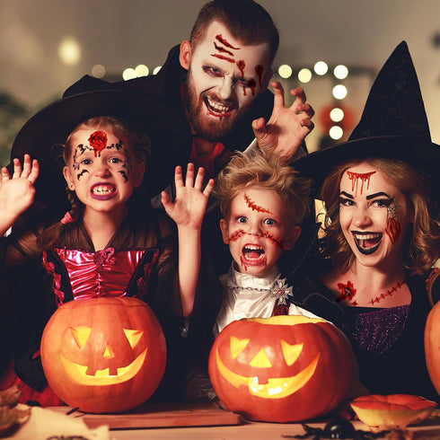 20 Sheets Body Face Fake Scar Halloween Makeup Kit, Halloween Temporary Tattoos Stickers for Kids Women Men, Halloween Party Favors Decorations Su...