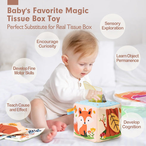 hahaland Baby Tissue Box Toy - Baby Toys 6-12 Months - Montessori Toys for 6 Month Old Must Haves - Baby Boy Girl Shower Gifts for Babies 6 9 12 1...
