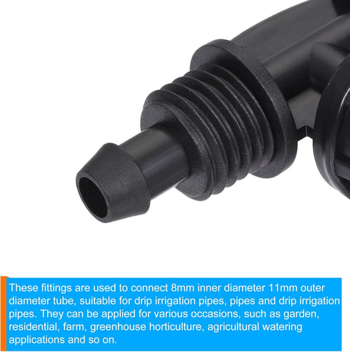 MECCANIXITY Drip Irrigation Barbed Tee 3-Way Fitting 8mm/11mm Tubing for Garden Drip Tape Tubing Sprinkler System Black Pack of 15...