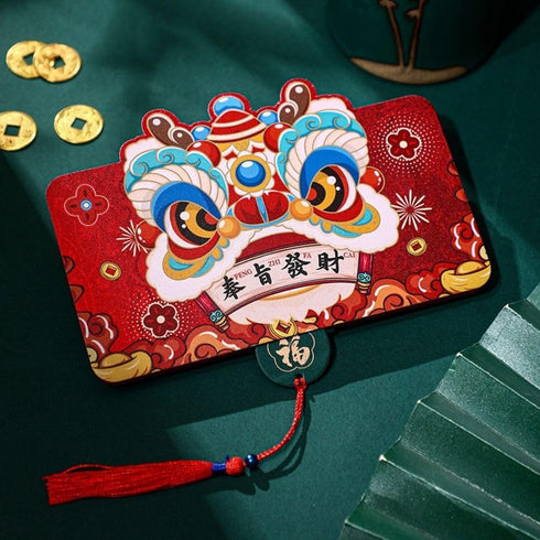 2 Pack Chinese Red Envelopes,2024 Chinese New Year Red Envelopes,Dragon Year Envelope Lucky Money Envelopes, 6 Card Slot Fodable Best Wishes Red E...