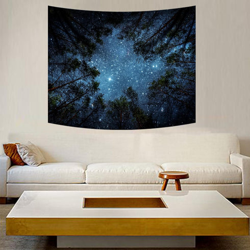 Tileranois Starry Sky Tapestry Starry Night Forest Nature Scenery Landscape Tapestry Living Room Bedroom Decoration Tapestry 5x4FT 150x120cm...