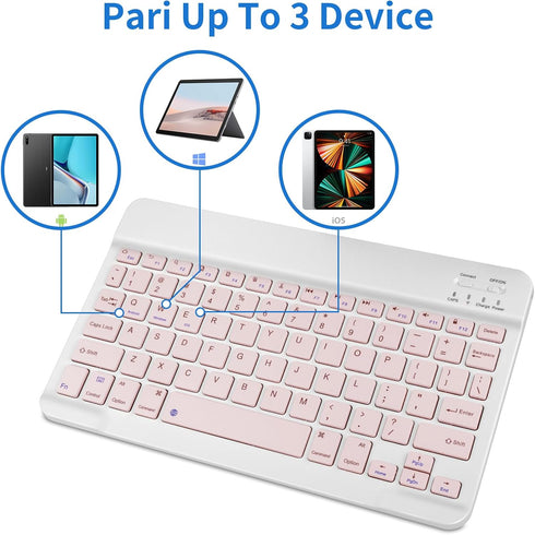 Ultra Slim Mini Wireless Bluetooth Keyboard Compatible with Amazon Kindle Fire HD 10/8/Fire Max 11/iPad 10.2"/iPad Air/iPad Pro,iPhone and Other D...