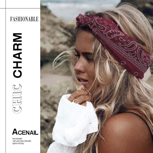 Wide Headbands Women Knotted Turban Headband Elastic Non Slip Hairbands Floral Workout Headbands Yoga Cotton Hair Scarfs Boho Head Wraps Fashion H...