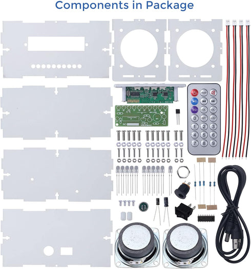 MiOYOOW DIY Bluetooth-Compatible Speaker Kit with LED Flashing Light, DIY Electronics Soldering Project USB Mini Home Stereo Sound Amplifier Solde...