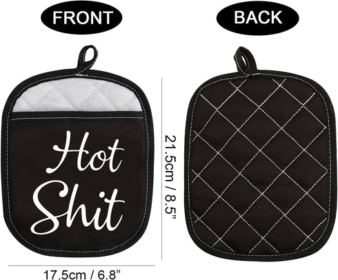 Funny Oven Pads Pot Holder with Pocket for Baker Hot Shit Humor Gift Gag Baking Gift (Hot Shit)...