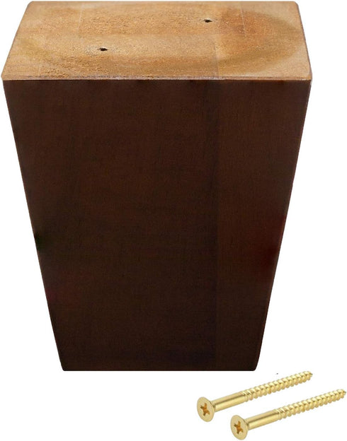 Legs for Furniture, Sofa Ottoman and Chair 4" Wood Feet Replacement, Set of 4 Square Tapered Pyramid Feet (Walnut)...