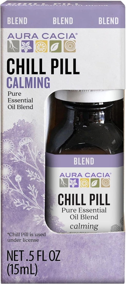 Aura Cacia Aura Cacia Chill Pill Essential Oil, 0.5 Ounce, Lavender, Peppermint, Sweet Orange, Basil, Chamomile and Patchouli...