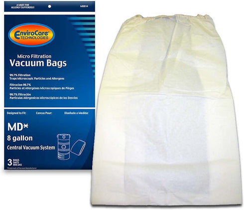 EnviroCare Replacement Micro Filtration Vacuum Cleaner Dust Bags for Modern Day 8 Gallon Central Vacuums 3 Pack...